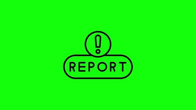 Animated report button with cursor click effect isolated on green screen for digital marketing.