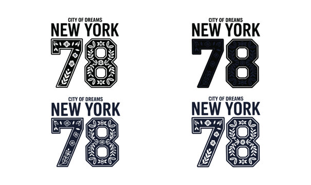 New York Brooklyn Vector Badges with Camouflage Pattern for Urban Apparel T-shirt Design