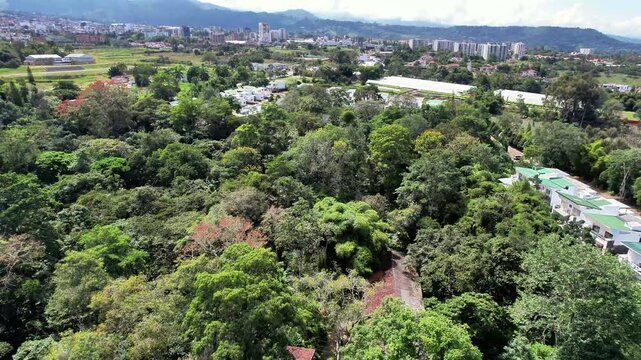 Aerial View of Fusagasuga Cityscape and Andean Mountains in Colombia