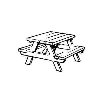 Picnic Table Doodle Illustration