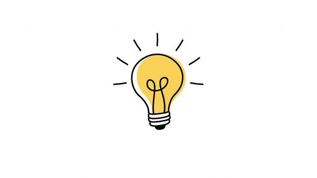 animated hand drawn bulb on transparent background