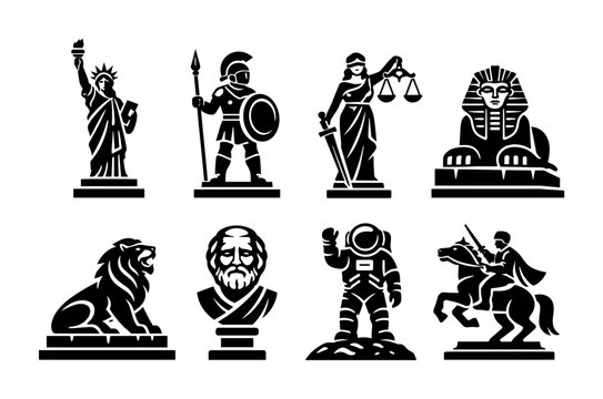 Collection of iconic historical and mythological figures in silhouette