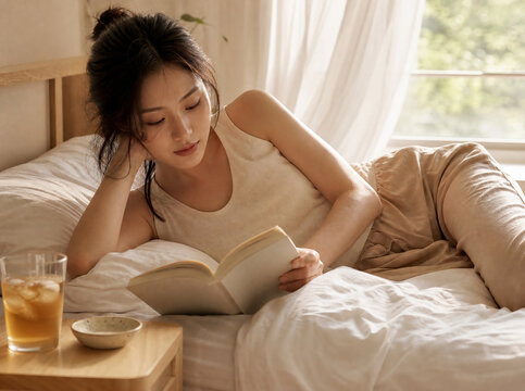 아침 창가에 선 여인의 여유 Morning Relax by the Window