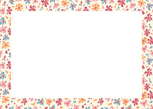 Abstract colorful floral pattern box border background on isolated white background. Vector illustration.