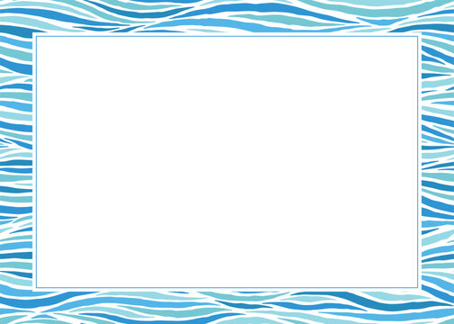 Abstract artistic wavy lines pattern box border background on isolated white background. Vector illustration.