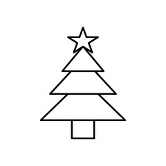 Fototapeta premium Simple Christmas tree line icon - Clean festive holiday symbol with minimal outline style for winter decoration and greeting design 