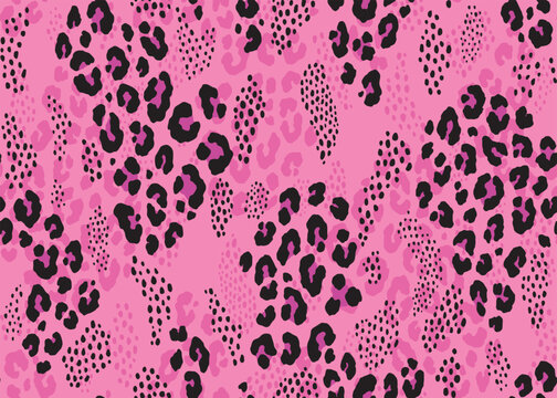 Abstract pink leopard cheetah mix skin seamless pattern design background. Animal print vector illustration wallpaper. Wildlife fur skin design illustration for web, home decor, fashion, surface, grap
