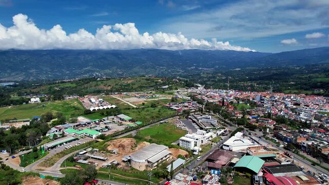 Aerial View of Fusagasuga Cityscape and Andean Mountains in Colombia