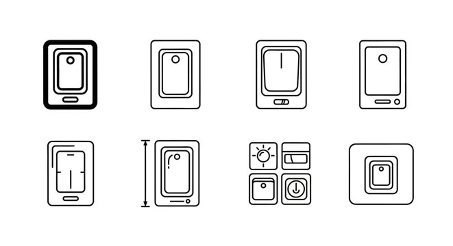 Set of light switch line icons for electrical design