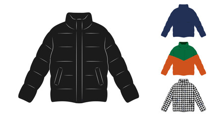 Padded puffer jacket design black and color variations © Kobita