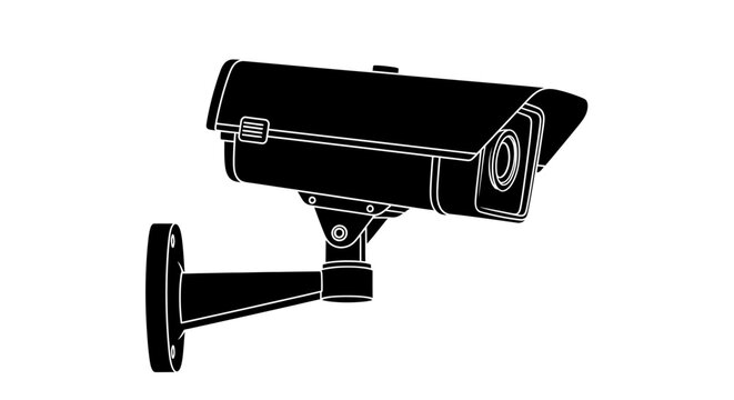 Security camera silhouette on a white background