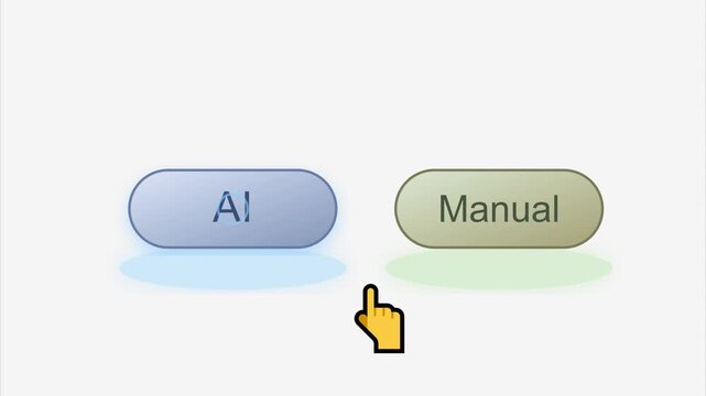AI versus Manual: A decisive moment is captured as a digital hand hovers between AI and Manual options, symbolizing the critical choice between ai and human control. Cursor selected Ai