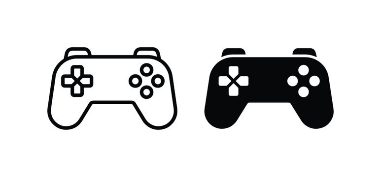 Video Game Controller Icons, Digital Entertainment Input Devices, Gaming Accessories, Console Controls, Vector Graphics Set