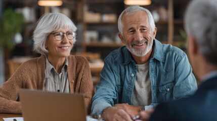 Obraz premium Senior couple consulting financial advisor