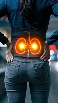 Human system ailment: kidney disease, renal dysfunction, back pain, urinary tract, organ failure, body discomfort, illness symptom, health issue, medical condition.