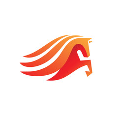 Obraz premium Horse Wing Fire Logo