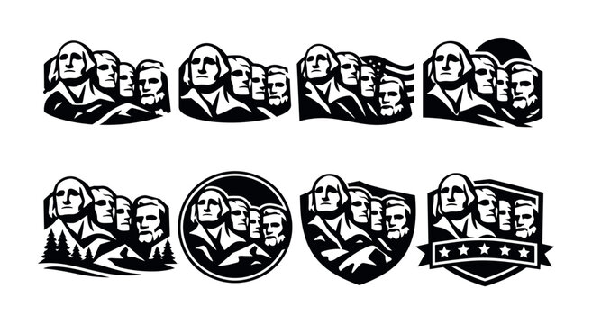 Collection of Mount Rushmore presidential monument graphic designs