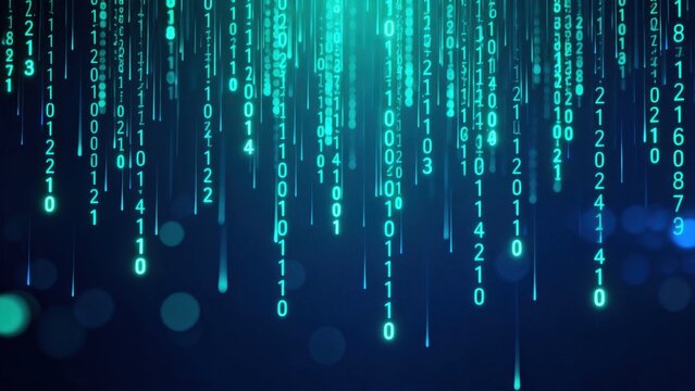 Digital binary code rain effect