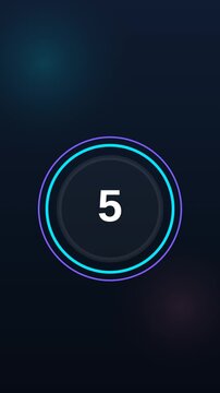 futuristic preload timer for cyber and gaming edits. 10second vertical 4K motion graphic, dark theme, seconds display. 