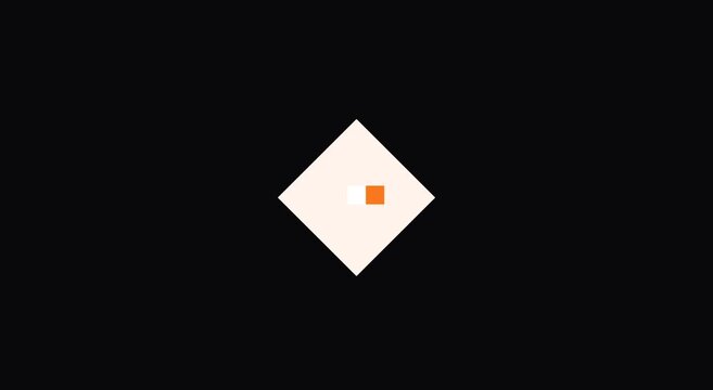 Minimalist geometric motion with rotating green diamond shape animation