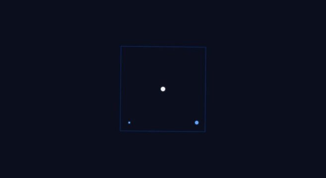 Minimalist geometric motion with rotating square and light orbs animation