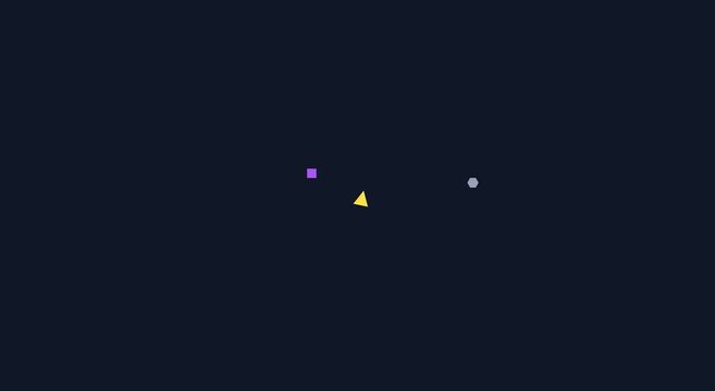 Minimalist geometric shapes floating on dark blue animation background animation