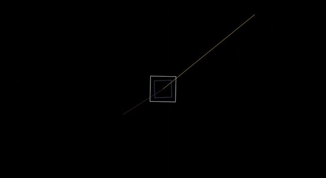 Minimalist geometric square rotation animation on animation black background