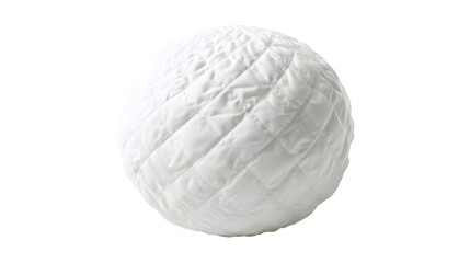 Fototapeta premium White Quilted Fabric Sphere with Padded Diamond Stitching Isolated on Transparent Background for Textile Design and Bedding Concepts