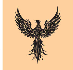 Fototapeta premium Detailed Illustration Of Phoenix Bird With Intricate Feather Design Artwork