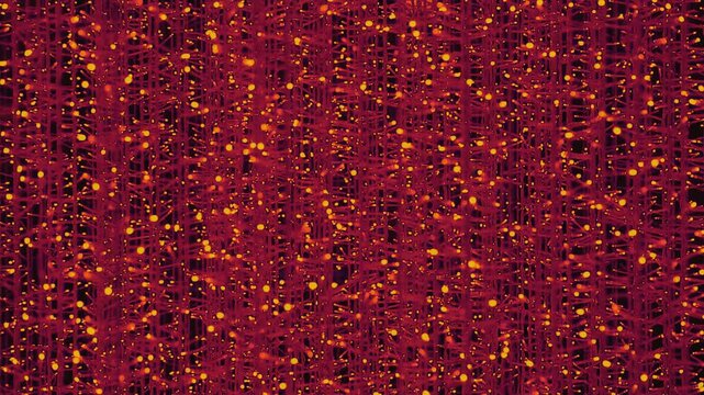 Footage of gorgeous golden and magenta glittering light curtain