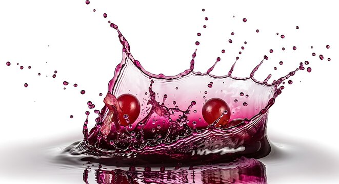 Red grape splash high speed photography of fruit impact with liquid dynamics