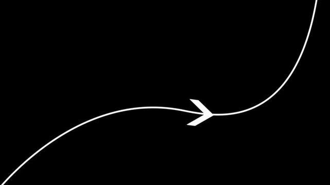 Long one line arrow icon. Curve horizontal dot direction.Arrow animation, arrows running from left to right.