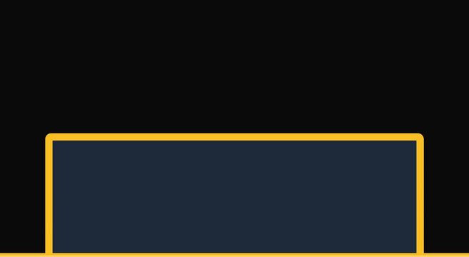Minimalist lower third graphic with yellow border, clean motion design title bar for video production, elegant dark blue text box overlay