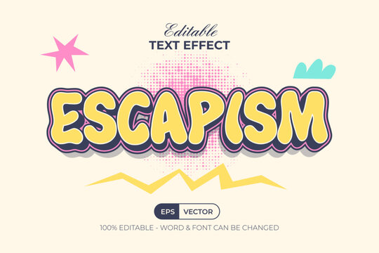 Escapism Text Effect 3D Candy Retro Style. Editable Text Effect.