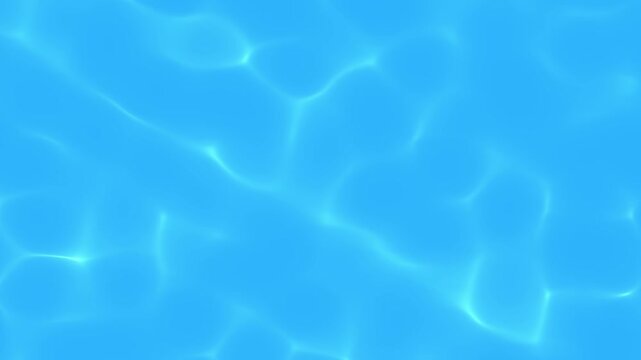 Bright sun caustics shimmer on the bottom of a blue swimming pool water background.Video effect