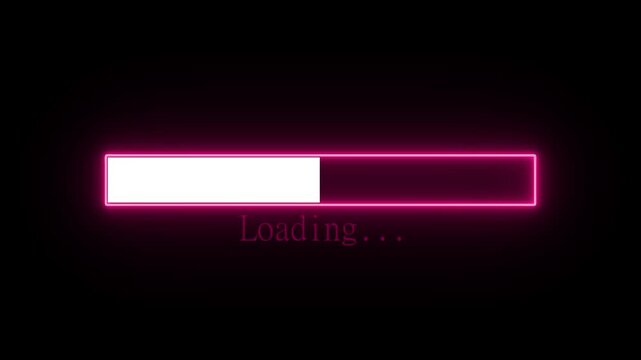 loading bar icon animation glowing neon white and blue color uploading and downloading updating sign symbol on black background,with k video animation