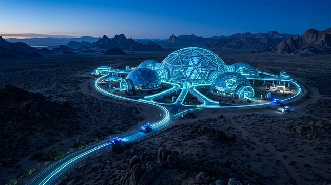 Futuristic Dome Structure Desert Event Venue Architectural Concept