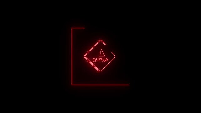 A 3d vector illustration of a red neon fire Caution sign on a black background designed as a modern web business icon and concept symbol