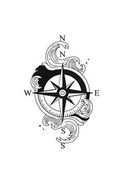 Compass illustration navigational tool directional symbol vector design