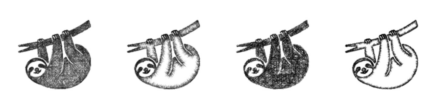 Sketch sloth icon design set