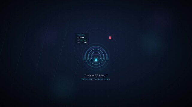 Futuristic network status and connection loader UI elements
