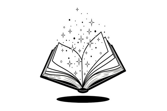 Magic Open Book with Stars