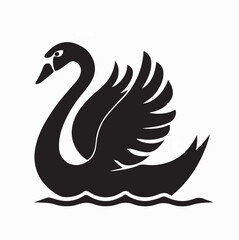Fototapeta premium Graceful Swan Floating on Water Vector Logo Design On White Background