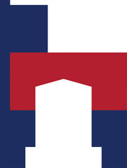 Fototapeta premium Geometric shapes, red, white, and blue abstract composition