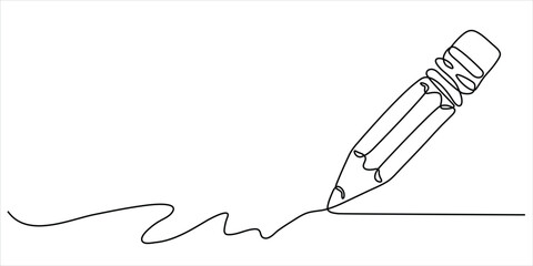 Pencil drawing line art vector illustration minimalist continuous design creativity and sketch concept © Dosoroth Chandra