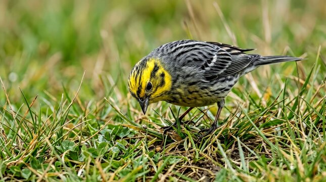 Yellowfaced Savannah Sparrow in Meadow With White Background Vibrant Bird Photography Yellowfaced Grassbird