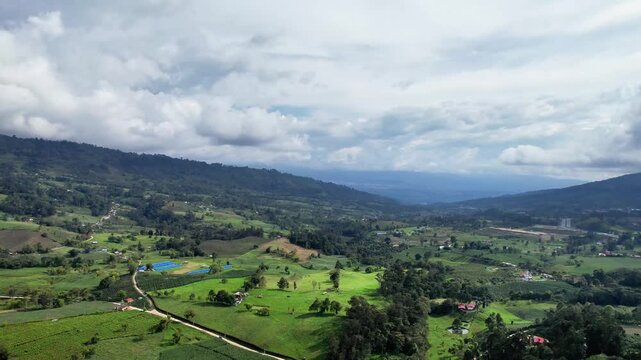 Aerial View of Fusagasuga Cityscape and Andean Mountains in Colombia