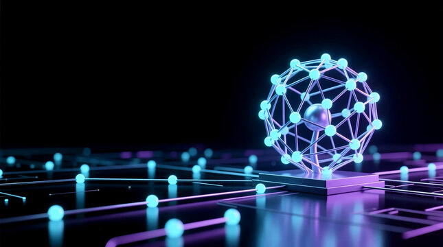 Illuminated digital network sphere symbolizing advanced AI, machine learning, and data infrastructure for Algorithmic Trading across global finance systems