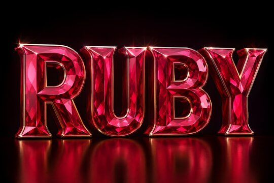 Ruby Gemstone Inspired 3D Text with Red Crystal Glow