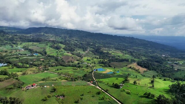 Aerial View of Fusagasuga Cityscape and Andean Mountains in Colombia